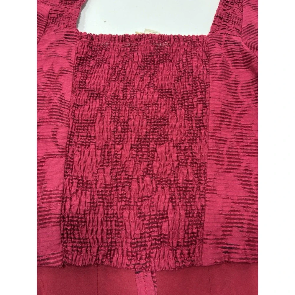 Anthropologie Women Blouse Size XS Cranberry Romantic Puff Sleeve Office casual‎